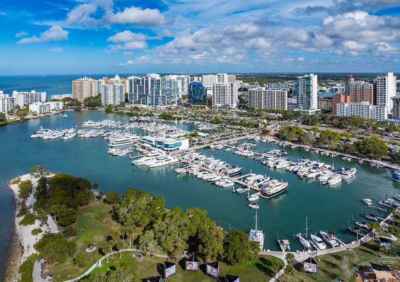 Sarasota, Florida Skyline, Island and Marina